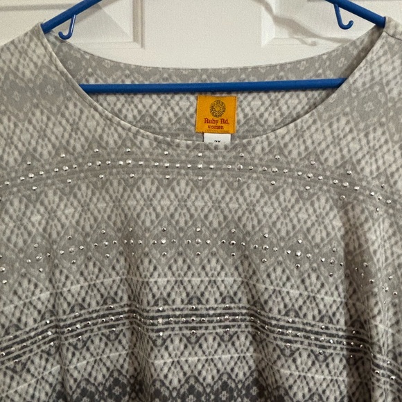 Ruby Rd. Gray Embellished Top - Picture 2 of 4